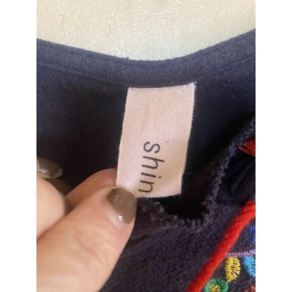 Shineflow cotton embroidered dress navy blue One Size - Picture 4 of 6